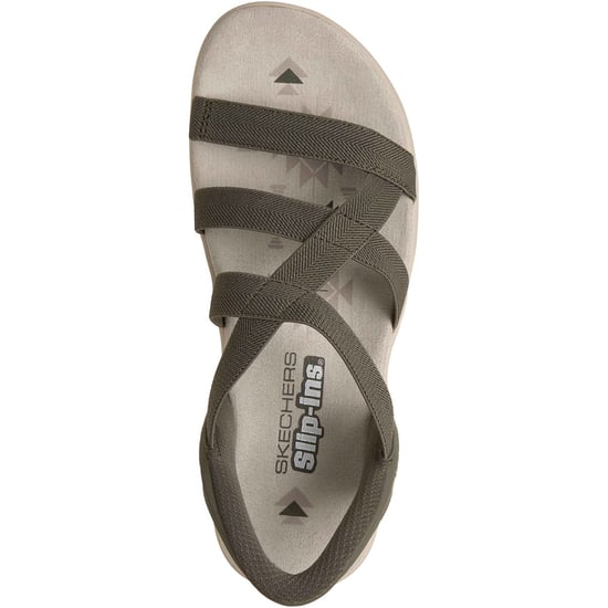 Skechers Reggae Slim Stretch Flex Textil Damen Sandalen Olive - Image 3