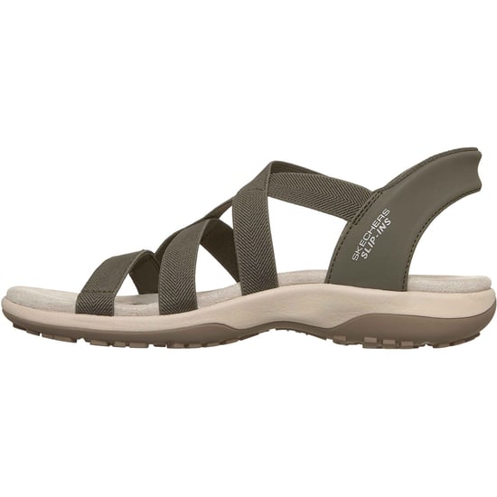 Skechers Reggae Slim Stretch Flex Textil Damen Sandalen Olive - Image 4