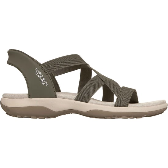 Skechers Reggae Slim Stretch Flex Textil Damen Sandalen Olive - Image 5