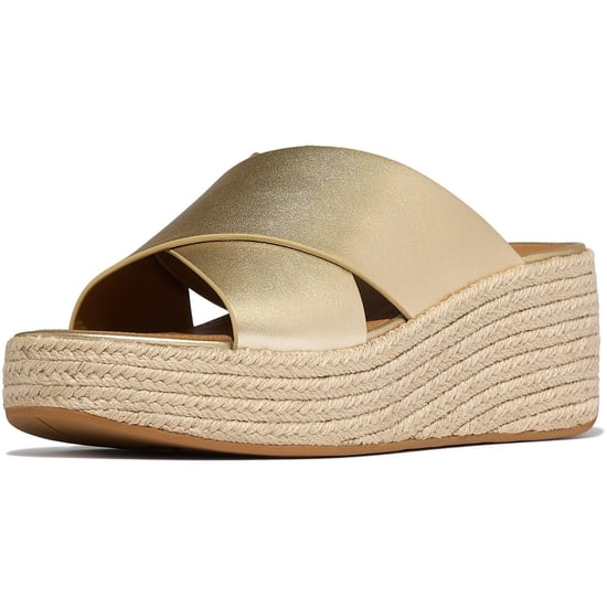 Fitflop Plattform Leder Damen Sandalen Platino - Image 1