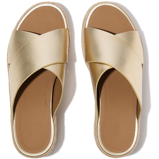Fitflop Plattform Leder Damen Sandalen Platino - Image 3