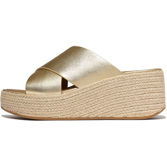 Fitflop Plattform Leder Damen Sandalen Platino - Image 4