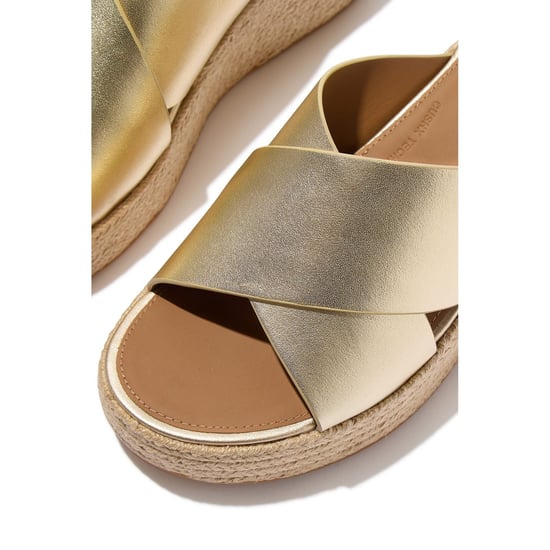 Fitflop Plattform Leder Damen Sandalen Platino - Image 5