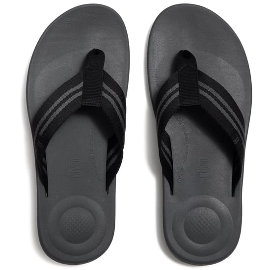 Fitflop iQushion Polyester Herren Sandalen in Schwarz/Grau - Image 3