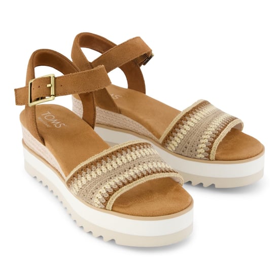TOMS Diana Wedge Leder Damensandalen Dunkelbeige - Image 3