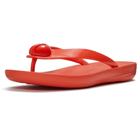 Fitflop iQushion Glossy-Button Polyurethan Damen Flip-Flops in Kirschrot - Image 1