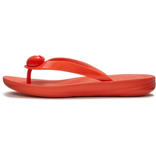 Fitflop iQushion Glossy-Button Polyurethan Damen Flip-Flops in Kirschrot - Image 4
