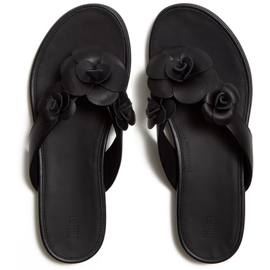 Fitflop Gracie Flower Leder Damen Badeschuhe Schwarz - Image 3