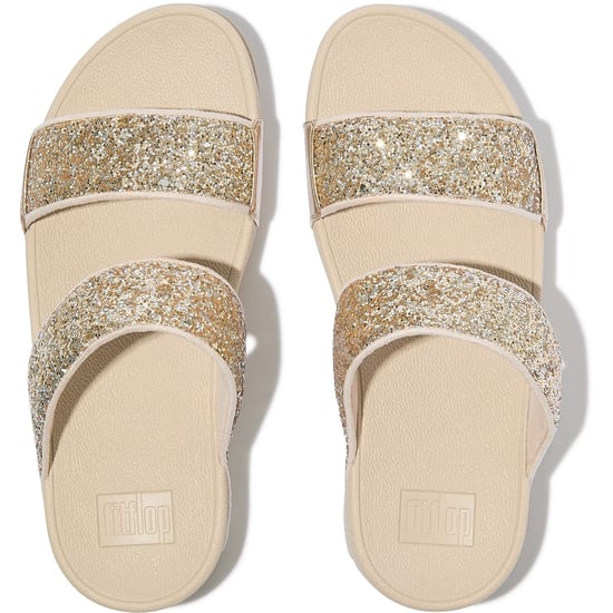 Fitflop Lulu 2 Bar Glitter Polyurethan Damen Sandalen Platino/Silber - Image 3
