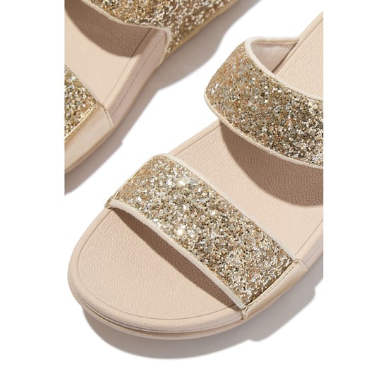 Fitflop Lulu 2 Bar Glitter Polyurethan Damen Sandalen Platino/Silber - Image 5