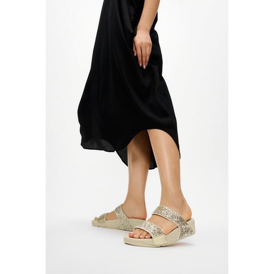 Fitflop Lulu 2 Bar Glitter Polyurethan Damen Sandalen Platino/Silber - Image 6