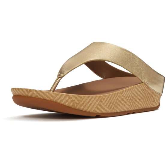 Fitflop Lulu Lux Graphic-Weave Zehensteg-Leder Sandalen für Frauen in Platino - Image 1