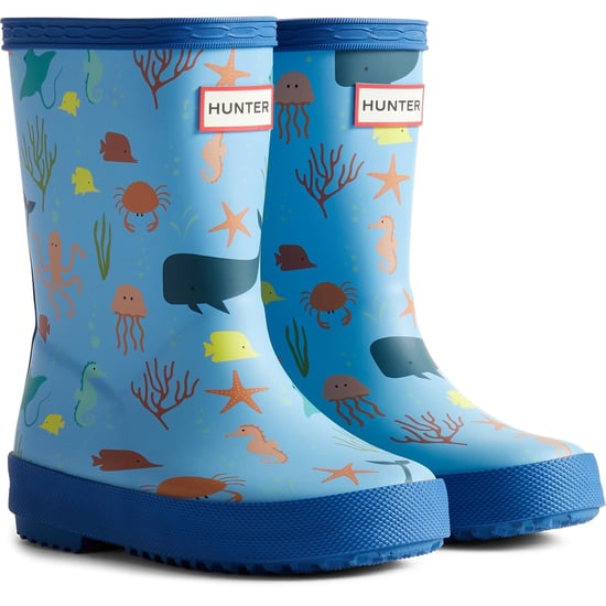 Hunter Kinder First Classic Ozean Print Gummistiefel Blau/Libelle Blau - Image 1