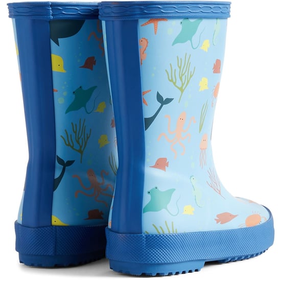 Hunter Kinder First Classic Ozean Print Gummistiefel Blau/Libelle Blau - Image 2