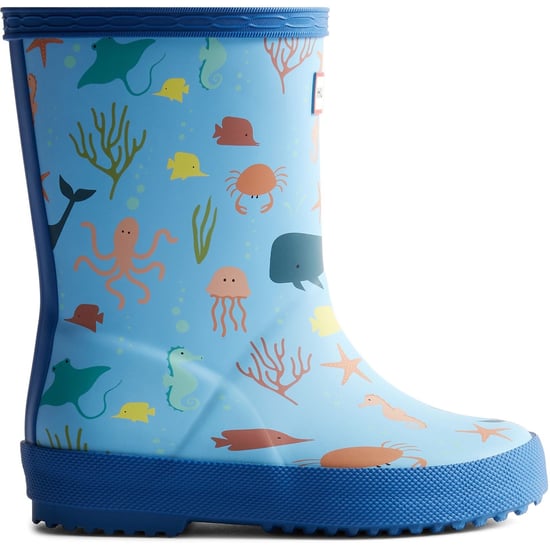 Hunter Kinder First Classic Ozean Print Gummistiefel Blau/Libelle Blau - Image 4