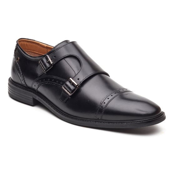 Base London Henley Mönch Leder Herren Schwarz Doppelte Mönch Schuhe - Image 1