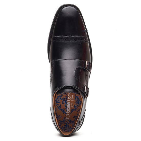 Base London Henley Mönch Leder Herren Schwarz Doppelte Mönch Schuhe - Image 3