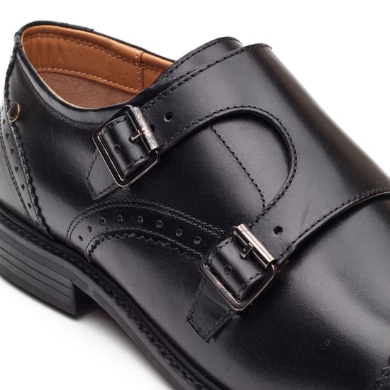 Base London Henley Mönch Leder Herren Schwarz Doppelte Mönch Schuhe - Image 5