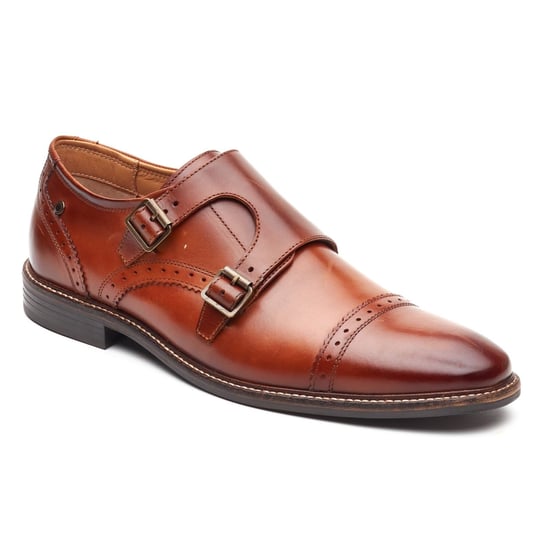 Base London Henley Mönch Leder Herren Schuhe in Burnt Tan mit doppeltem Mönchverschluss - Image 1