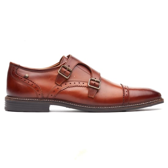 Base London Henley Mönch Leder Herren Schuhe in Burnt Tan mit doppeltem Mönchverschluss - Image 5