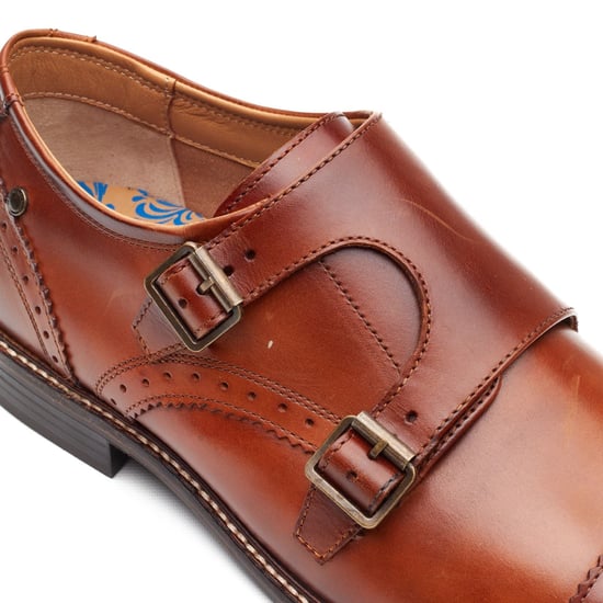 Base London Henley Mönch Leder Herren Schuhe in Burnt Tan mit doppeltem Mönchverschluss - Image 6