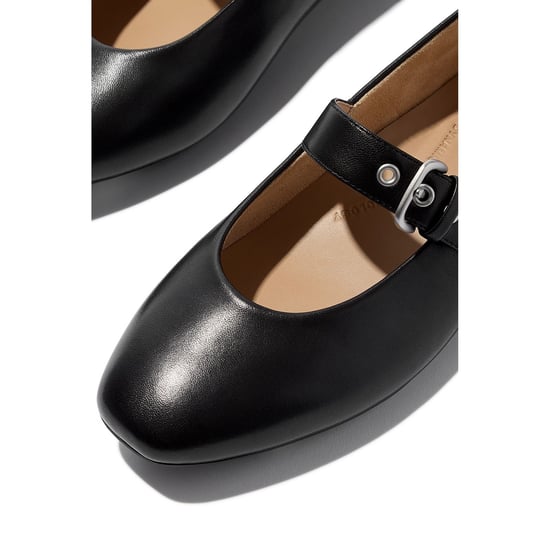 Fitflop Delicato Leder Damen Schuhe All Black Schmale Passform - Image 5