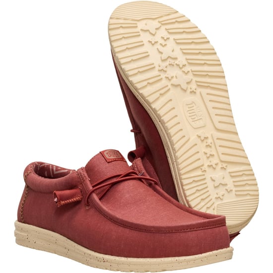 HEYDUDE Wally Stretch Canvas Textil Herren Slipper in Burnt Red/Boulder Tan - Image 4