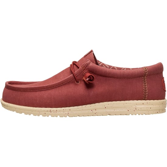 HEYDUDE Wally Stretch Canvas Textil Herren Slipper in Burnt Red/Boulder Tan - Image 6
