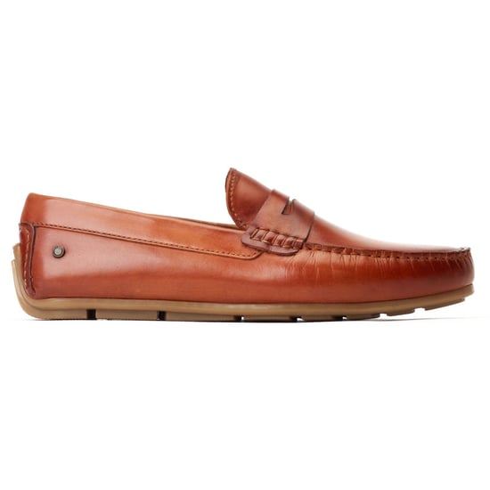 Base London Collins Driver Leder Herren Loafers in verbranntem Tan - Image 5