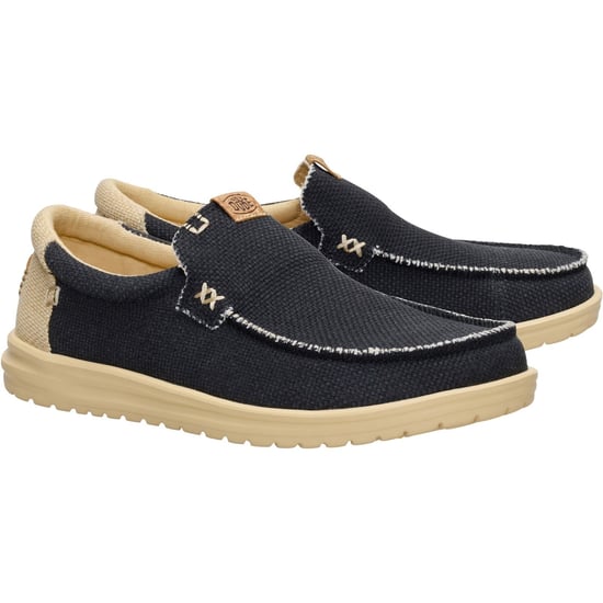 HEYDUDE Mikka Geflochtene Textil Herren Slipper Schwarz/Boulder Tan - Image 3