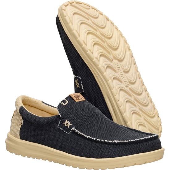 HEYDUDE Mikka Geflochtene Textil Herren Slipper Schwarz/Boulder Tan - Image 4