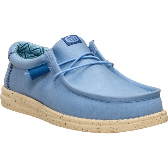 HEYDUDE Wally Stretch Canvas Textil Herren Ausgebleichte Jeans/Boulder Tan Slipper - Image 1