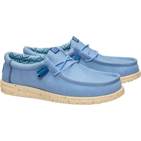 HEYDUDE Wally Stretch Canvas Textil Herren Ausgebleichte Jeans/Boulder Tan Slipper - Image 3