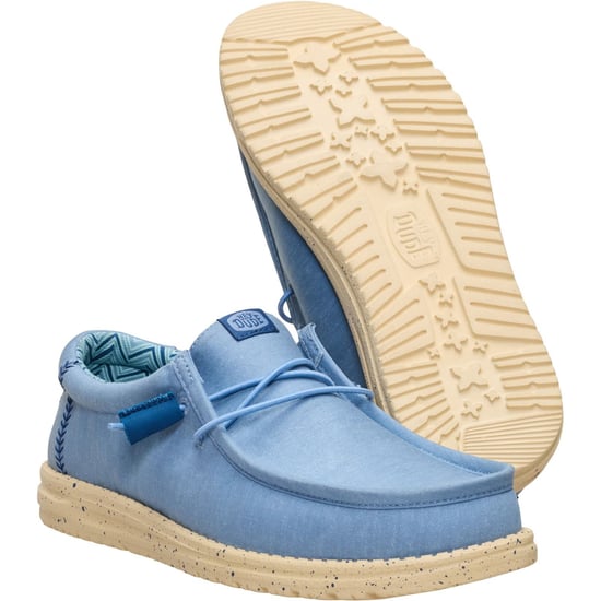 HEYDUDE Wally Stretch Canvas Textil Herren Ausgebleichte Jeans/Boulder Tan Slipper - Image 4