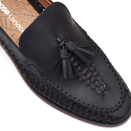 Base London Bracken Slipper Leder Herren Navy Slipper - Image 6