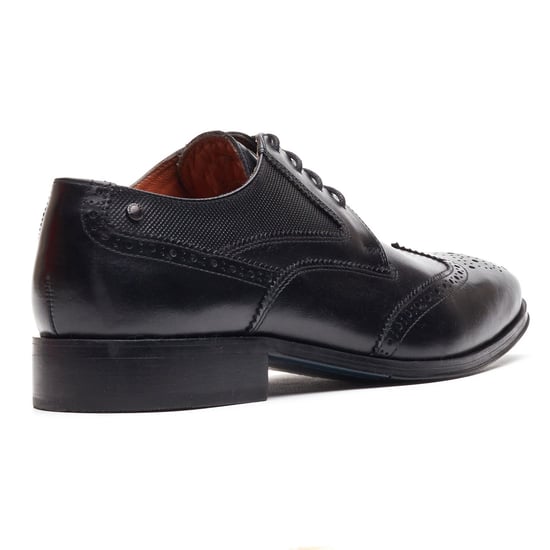 Base London Steeple Brogue Leder Herren Schwarz Brogues Schuhe - Image 2