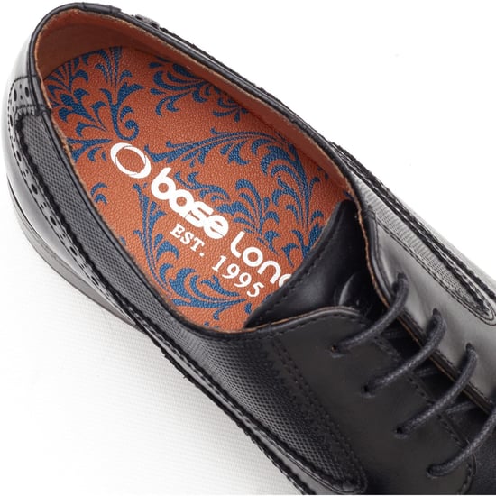 Base London Steeple Brogue Leder Herren Schwarz Brogues Schuhe - Image 6