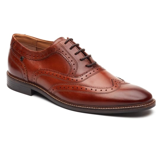 Base London Clarence Brogue Leather Men's Burnt Tan Brogues Shoes - Image 1