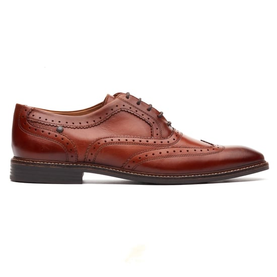 Base London Clarence Brogue Leather Men's Burnt Tan Brogues Shoes - Image 5