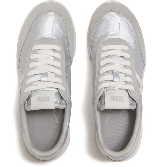 Fitflop Retro-Q FF Nylon Damen Sneakers Silber/Städtisches Weiß - Image 3
