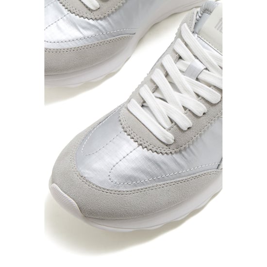 Fitflop Retro-Q FF Nylon Damen Sneakers Silber/Städtisches Weiß - Image 5