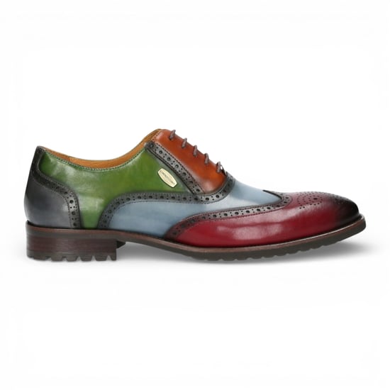Lorenzo Conti Herren-Brogue-Oxford-Schuhe aus schwarzem und burgunderrotem Leder - Antonin 01 - Image 1