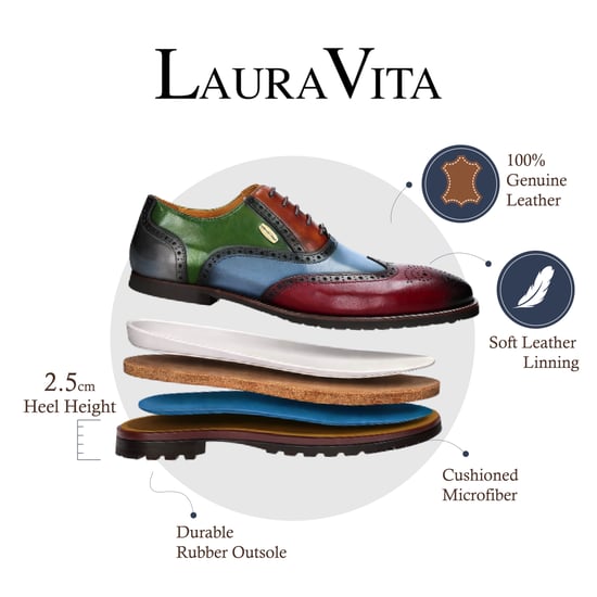Lorenzo Conti Herren-Brogue-Oxford-Schuhe aus schwarzem und burgunderrotem Leder - Antonin 01 - Image 2