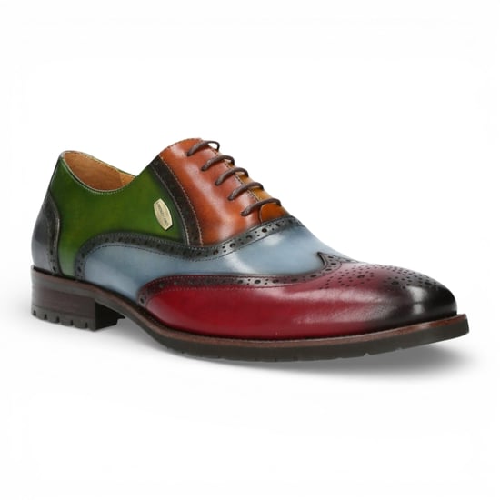 Lorenzo Conti Herren-Brogue-Oxford-Schuhe aus schwarzem und burgunderrotem Leder - Antonin 01 - Image 3