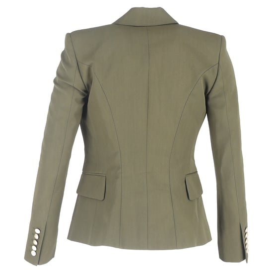 Balmain Zweireiher-Blazer mit Taschen aus olivgrüner Wolle - Image 3
