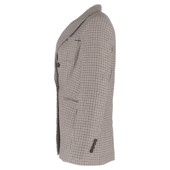 Brunello Cucinelli Hahnentritt-Blazer mit doppelter Knopfleiste aus beiger Wolle - Image 2