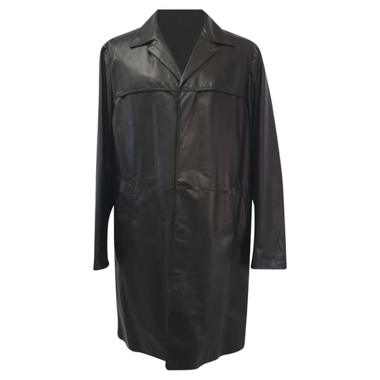 Prada Trenchcoat mit verdecktem Verschluss aus schwarzem Lammleder - Image 1
