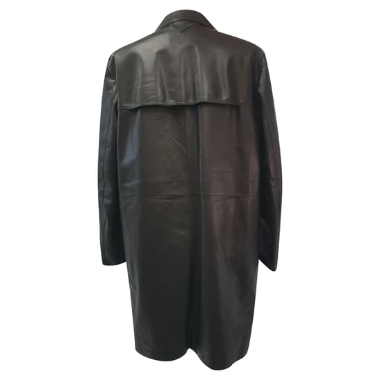 Prada Trenchcoat mit verdecktem Verschluss aus schwarzem Lammleder - Image 3