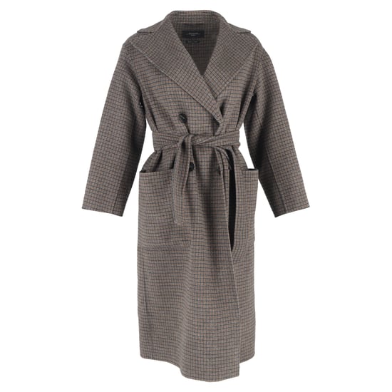Max Mara Orense karierter, zweireihiger Mantel aus brauner Wolle - Image 1