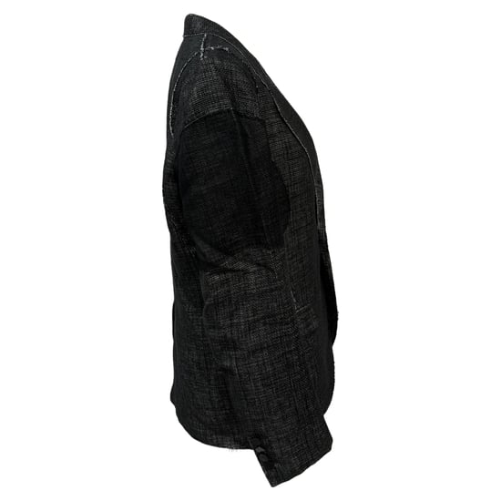 Lanvin Einreiher-Blazer mit gewebten Akzenten aus schwarzem Leinen - Image 2